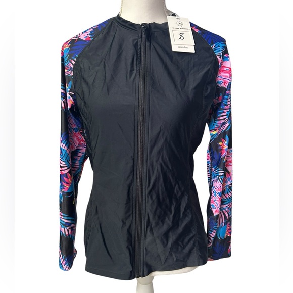 JASAMBAC women’s full zip rashguard jacket sun protection long sleeve NWT - Picture 2 of 6